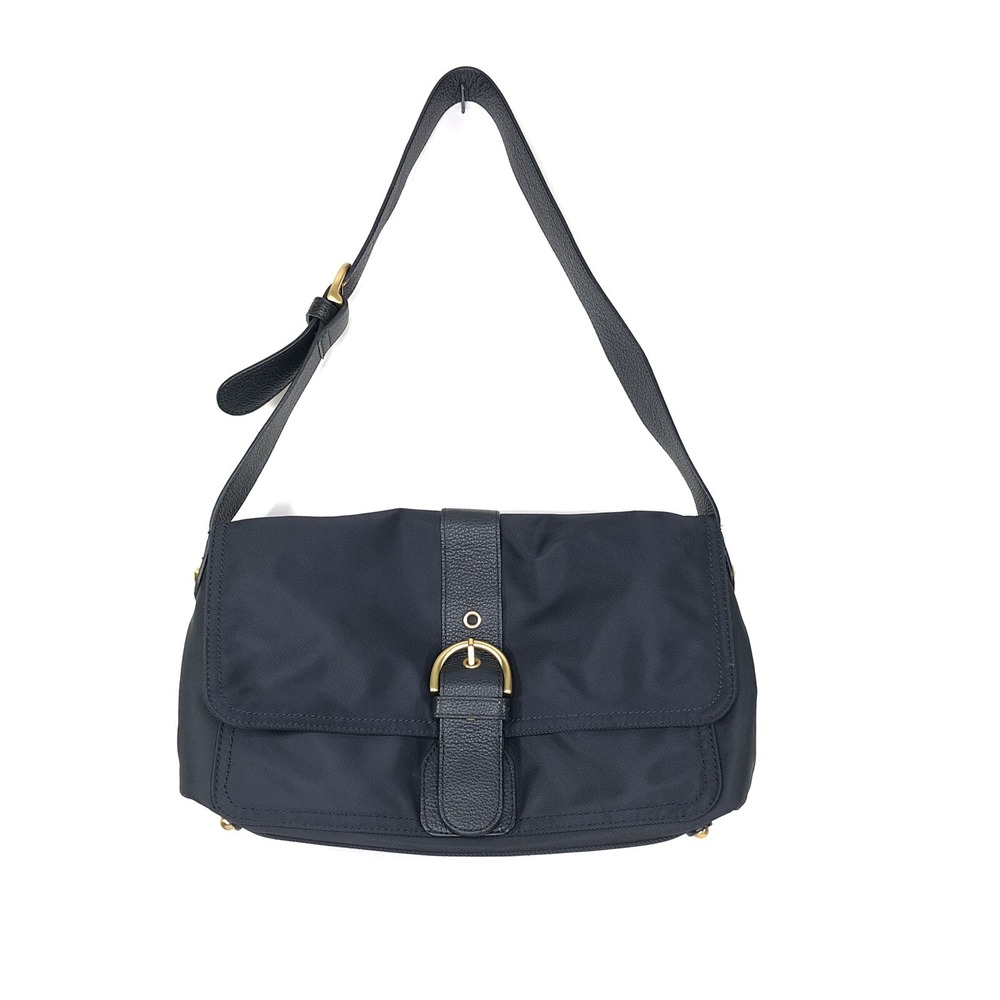 Talbots Handbag Navy Blue Tote Purse Satchel Nylon Shoulder Bag‎ EUC HG371